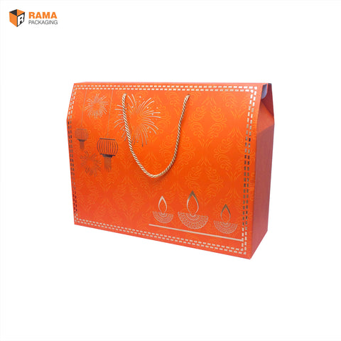 Large Orange Festive Carry Box | Festive Box (14"×8"×5") |  Sanskriti Collection