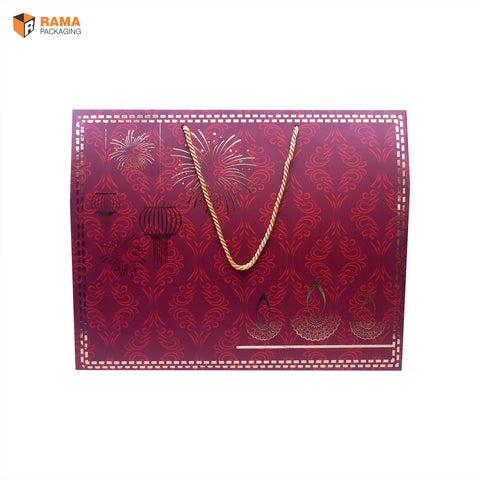 Large Maroon Festive Carry Box | Festive Box (14"×8"×5") |  Sanskriti Collection