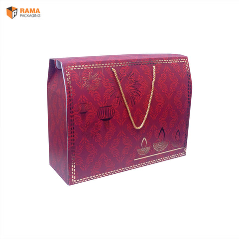 Large Maroon Festive Carry Box | Festive Box (14"×8"×5") |  Sanskriti Collection