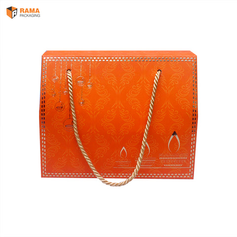 Small Orange Festive Jar Carry Box | Festive Box |  Sanskriti Collection