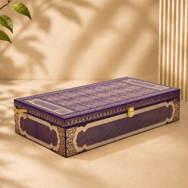 Purple Zari Box (15.7"x7.7"x3.5") | Festive Collection | Sanskriti Collection 3.0