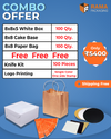 Plain White Cake Box(8x8x5) (100 Pcs) | Cake Base Board (8x8) (100 Pcs) | Paper Bag (8x8) (100pcs) | Knife Kit (100 Pcs)