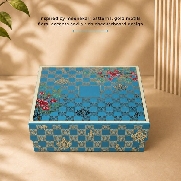 Blue Meenakari Box (10.4"x10"x3.5") | Festive Collection | Sanskriti Collection 3.0