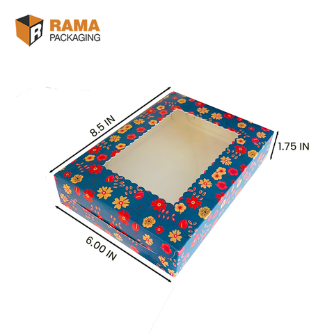6 Brownie Floral Box | Festive Box (8.5" X 6" X 1.75") | Sanskriti Collection