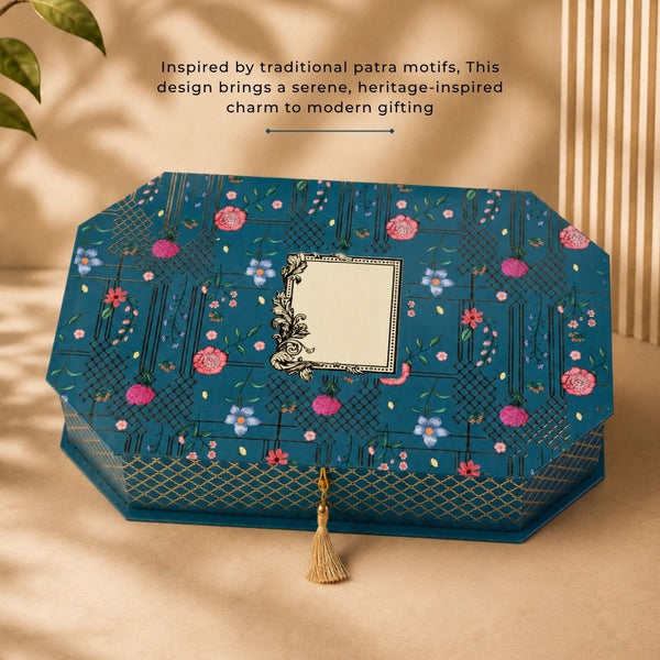 Neel Kusum Patra Box (16"x10.3"x3.3") | Festive Collection | Sanskriti Collection 3.0