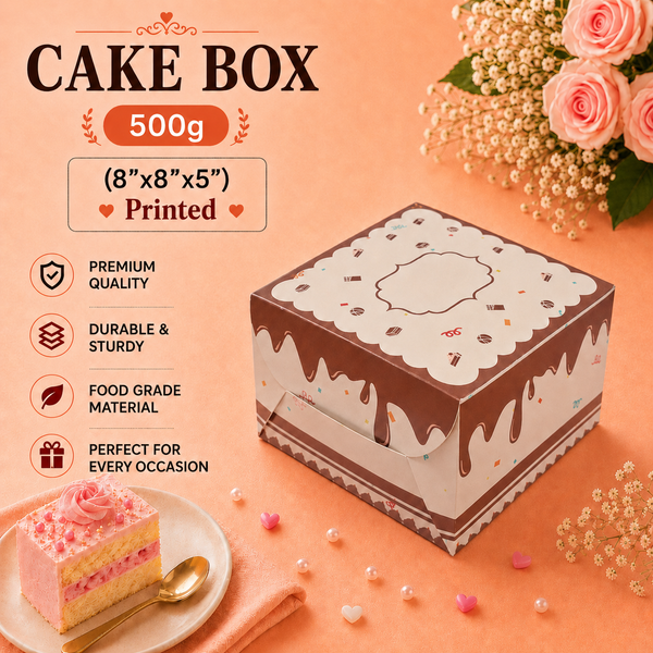 Cake Box - 500g - 8"x8"x5" - Printed Box