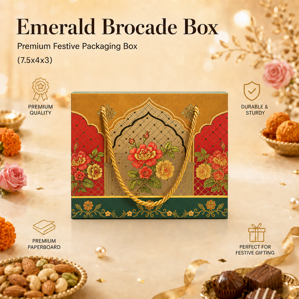 Emerald Brocade Box | Small | (7.5"x4"x3") | Festive Collection | Sanskriti Collection 3.0