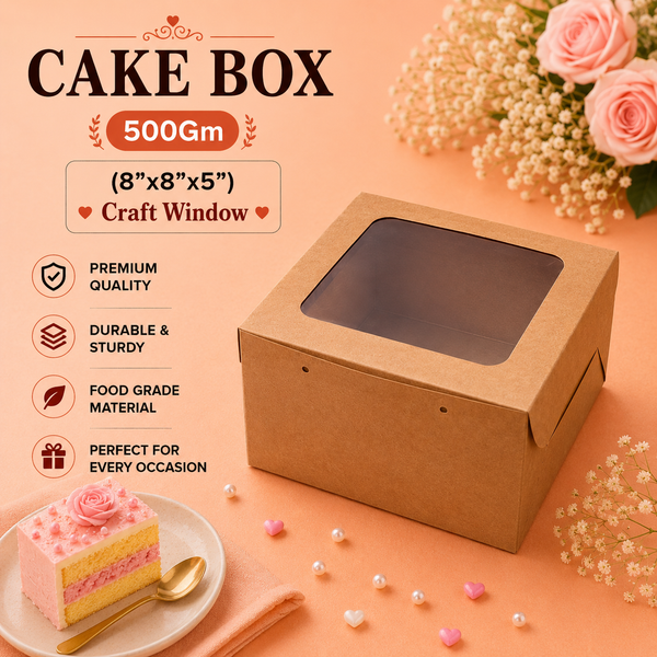 Cake Box - 500g - 8"x8"x5" - Craft Window