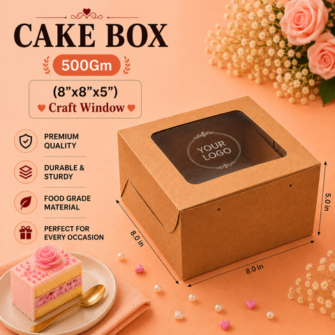 Cake Box 500g (8"x8"x5") Craft - Window