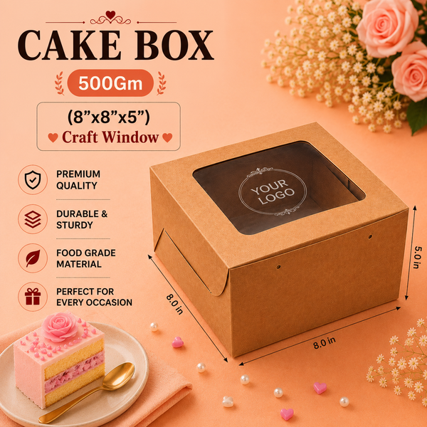 Cake Box - 500g - 8"x8"x5" - Craft Window