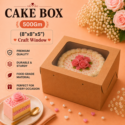 Cake Box 500g (8"x8"x5") Craft - Window