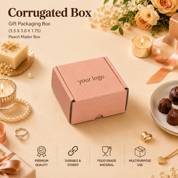 Corrugated Mailer Box – Peach Hamper Box – 3.5 x 3 x 1.75 inch