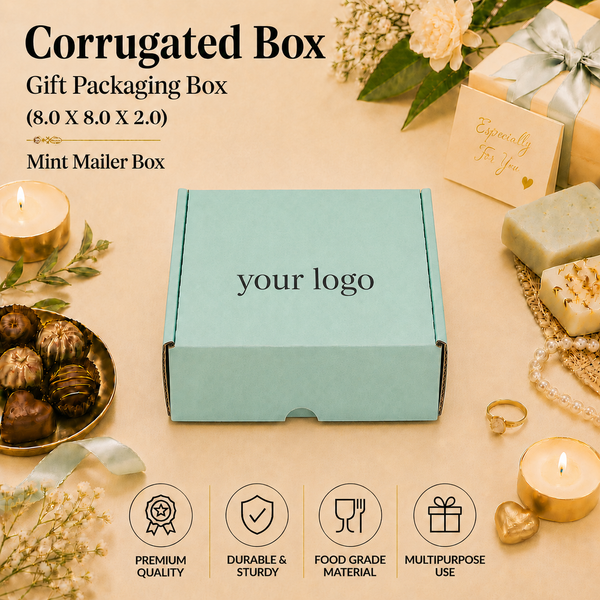 Corrugated Mailer Box – Mint Hamper Box – 8 x 8 x 2 inch