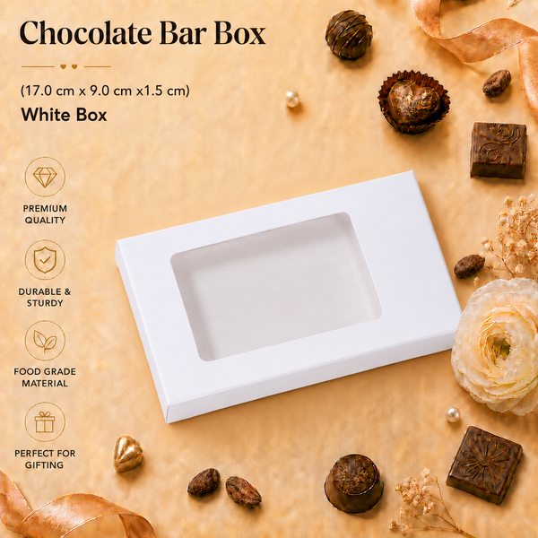 Chocolate Bar Box - White - (17.0 cm x 9.0 cm x1.5 cm )
