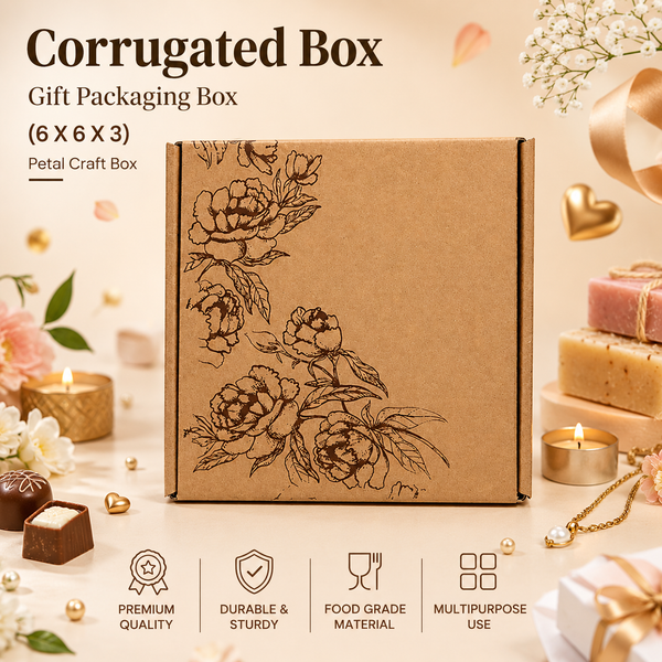 Corrugated Petal Craft Box – Sanskriti Collection – 6 x 6 x 3 inch
