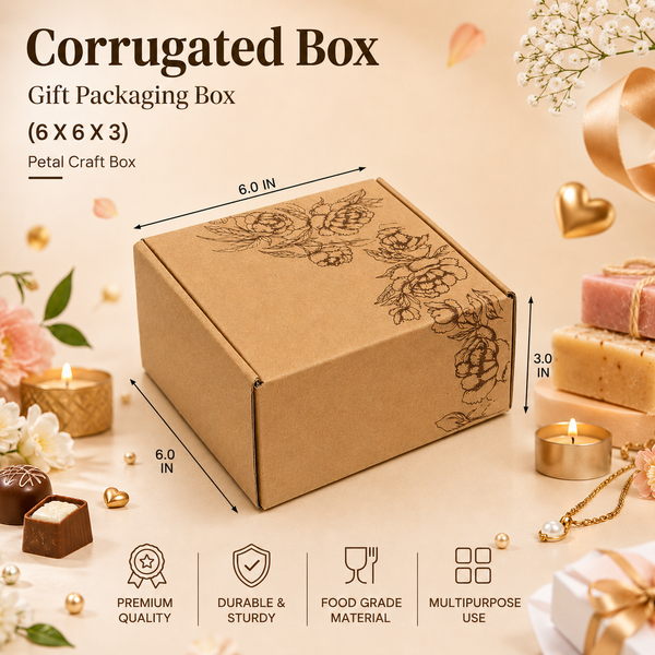 Corrugated Petal Craft Box – Sanskriti Collection – 6 x 6 x 3 inch