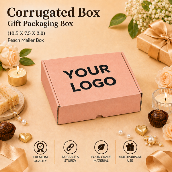 Corrugated Mailer Box – Peach Hamper Box – 10.5 x 7.5 x 2 inch