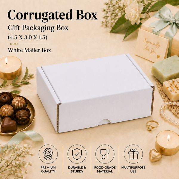 Corrugated Mailer Box – White Hamper Box – 4.5 x 3 x 1.5 inch