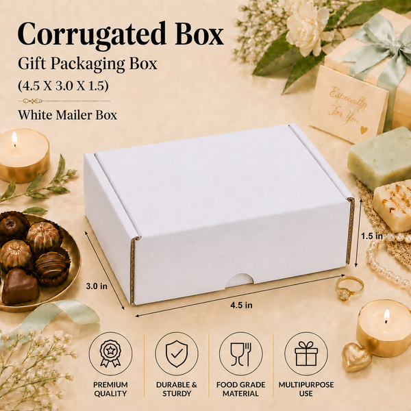 Corrugated Mailer Box – White Hamper Box – 4.5 x 3 x 1.5 inch