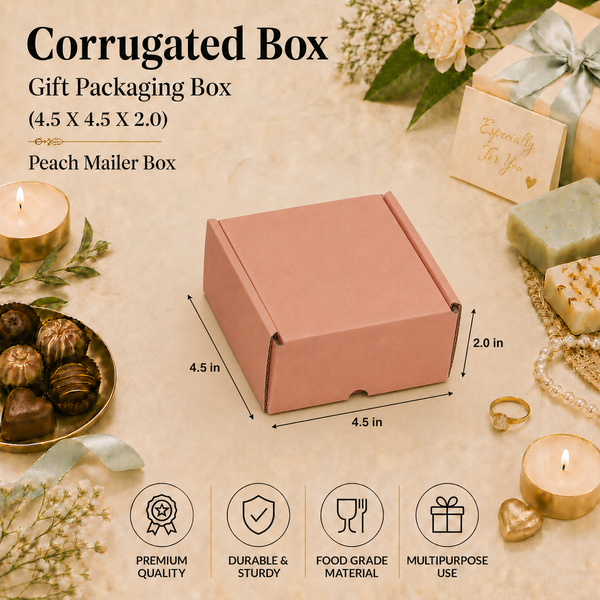 Corrugated Mailer Box – Peach Hamper Box – 4.5 x 4.5 x 2 inch