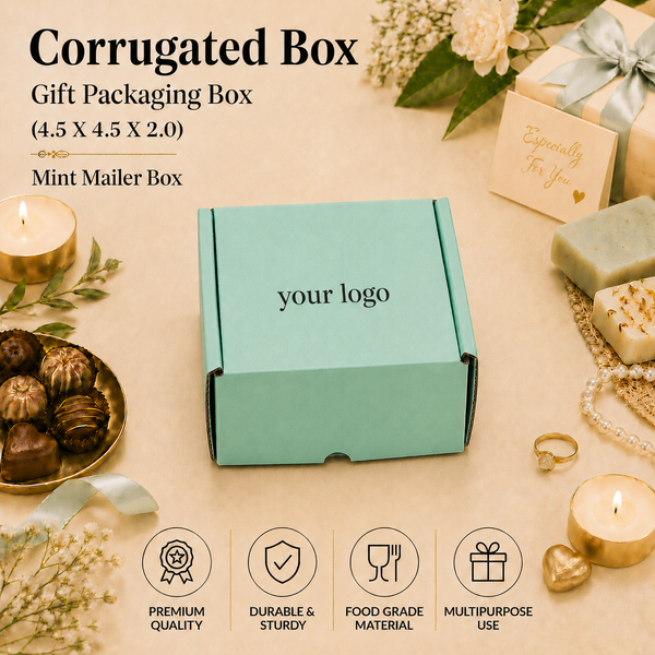 Corrugated Mailer Box – Mint Hamper Box – 4.5 x 4.5 x 2 inch