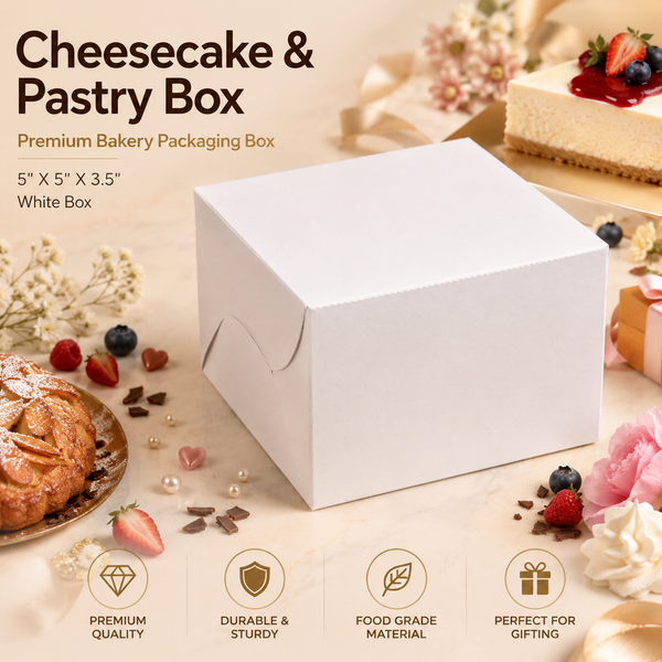 Pastry Box – 2 Piece – White – 5 x 5 x 3.5 inch
