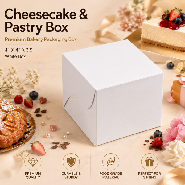 Pastry Box – 1 Piece – White – 4 x 4 x 3.5 inch