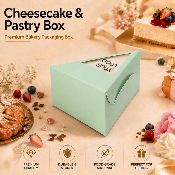 Cake Slice Box – Triangle – Mint – 5.5 x 4 x 2.5 inch