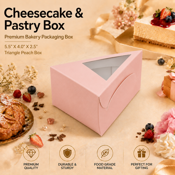 Cake Slice Box – Triangle – Peach – 5.5 x 4 x 2.5 inch