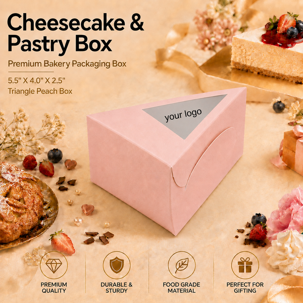Cake Slice Box – Triangle – Peach – 5.5 x 4 x 2.5 inch