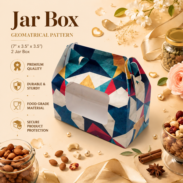 2 JAR BOX GEOMATRICAL PATTERN- ( 7" x 3.5" x3.5" )