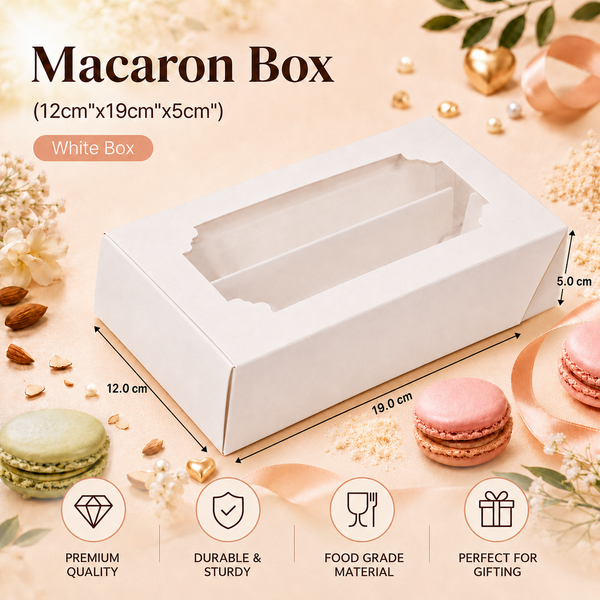 Macaron Box for 12 - White - (12"x19"x5")