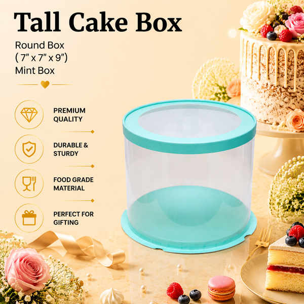 Tall Cake Box – Round – Mint – 7 x 7 x 9 inch