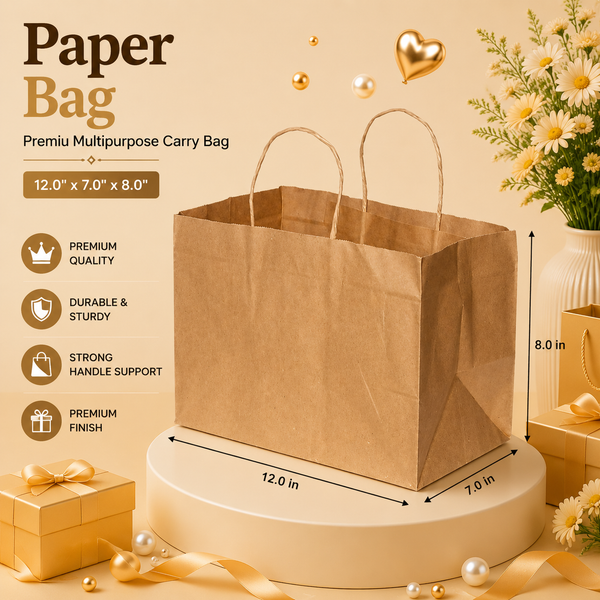 Paper Bag - MultiPurpose- (12.0"x 7.0"x 8.0")