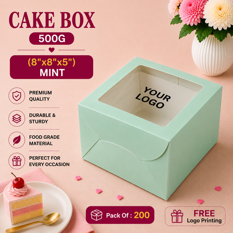 Cake Box - 500g - 8"x8"x5" - Mint
