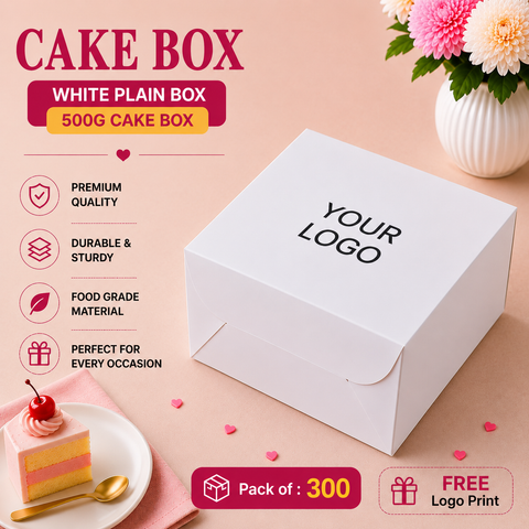 8x8x5  WHITE  PLAIN BOX | 500G CAKE BOX