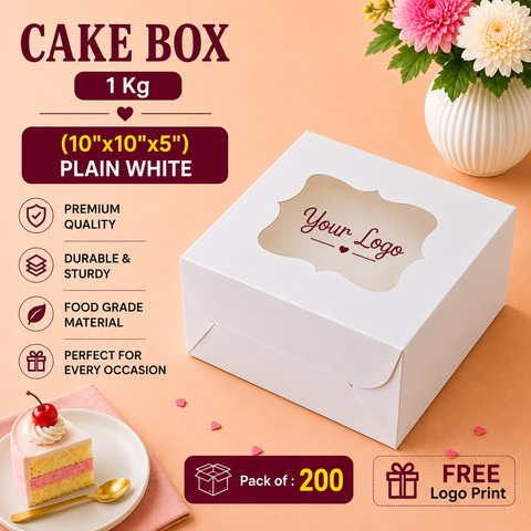 Cake Box 1 Kg (10"x10"x5") Plain White