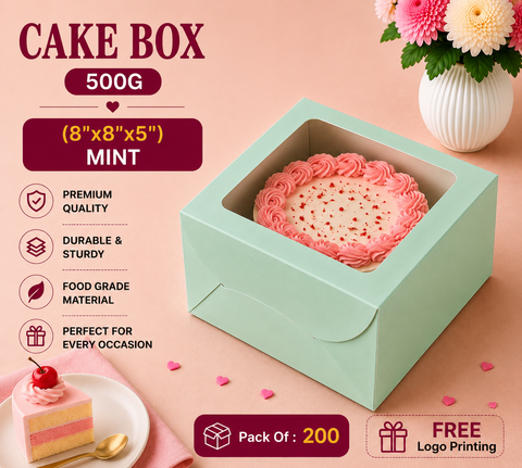 Cake Box - 500g - 8"x8"x5" - Mint