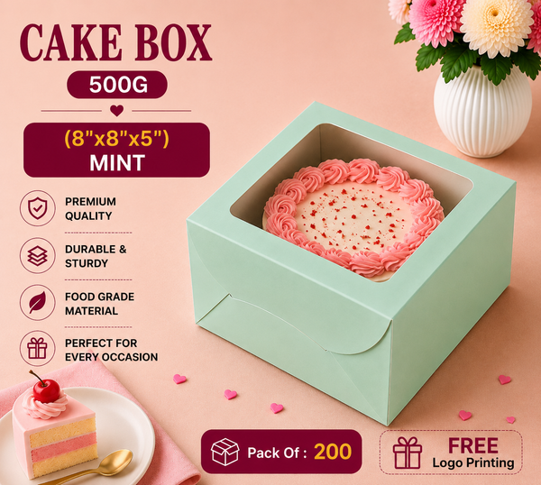 Cake Box - 500g - 8"x8"x5" - Mint