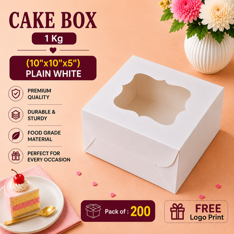 Cake Box 1 Kg (10"x10"x5") Plain White