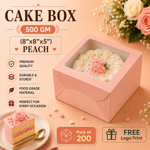 Cake Box - 500g (8"x8"x5") Peach