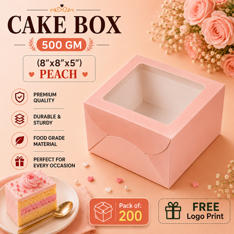 Cake Box - 500g (8"x8"x5") Peach