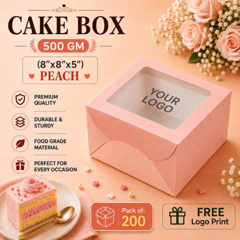 Cake Box - 500g (8"x8"x5") Peach