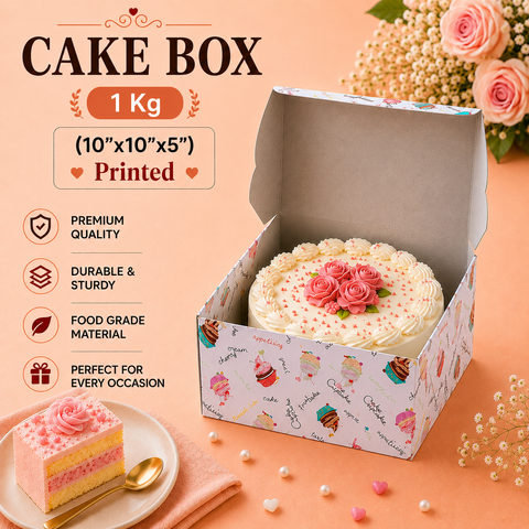 Cake Box 1 Kg (10"x10"x5") Printed
