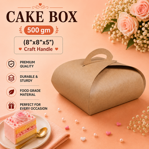Cake Box - 500g (8"x8"x5") Craft Handle