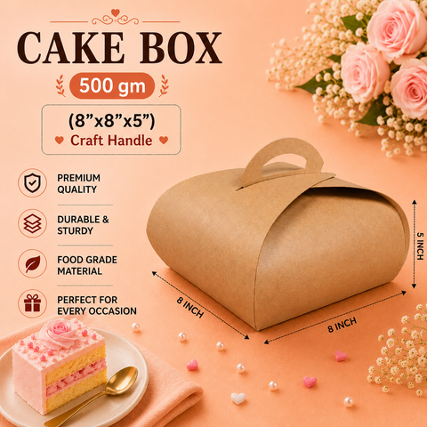 Cake Box - 500g (8"x8"x5") Craft Handle