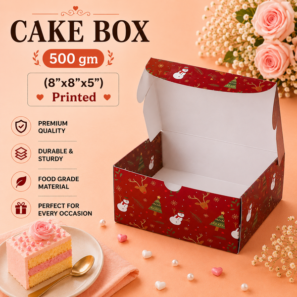 Cake Box - 500g - 8"x8"x5" - Printed Box