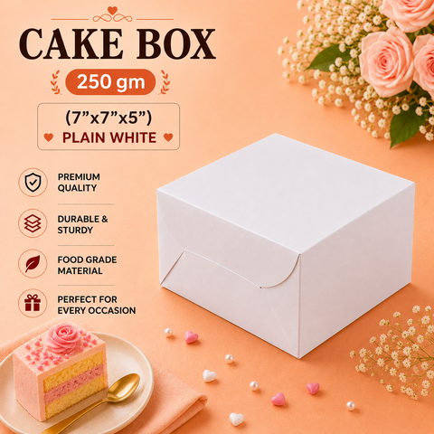 Cake Box - 250GM (7"x7"x5") | Plain White