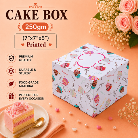 Cake Box - 250g (7"x7"x5") |  printed cake box