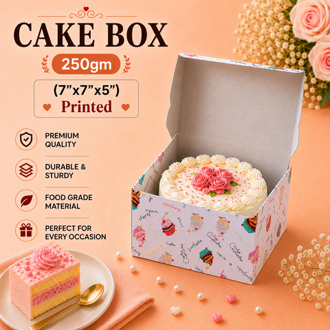 Cake Box - 250g (7"x7"x5") |  printed cake box